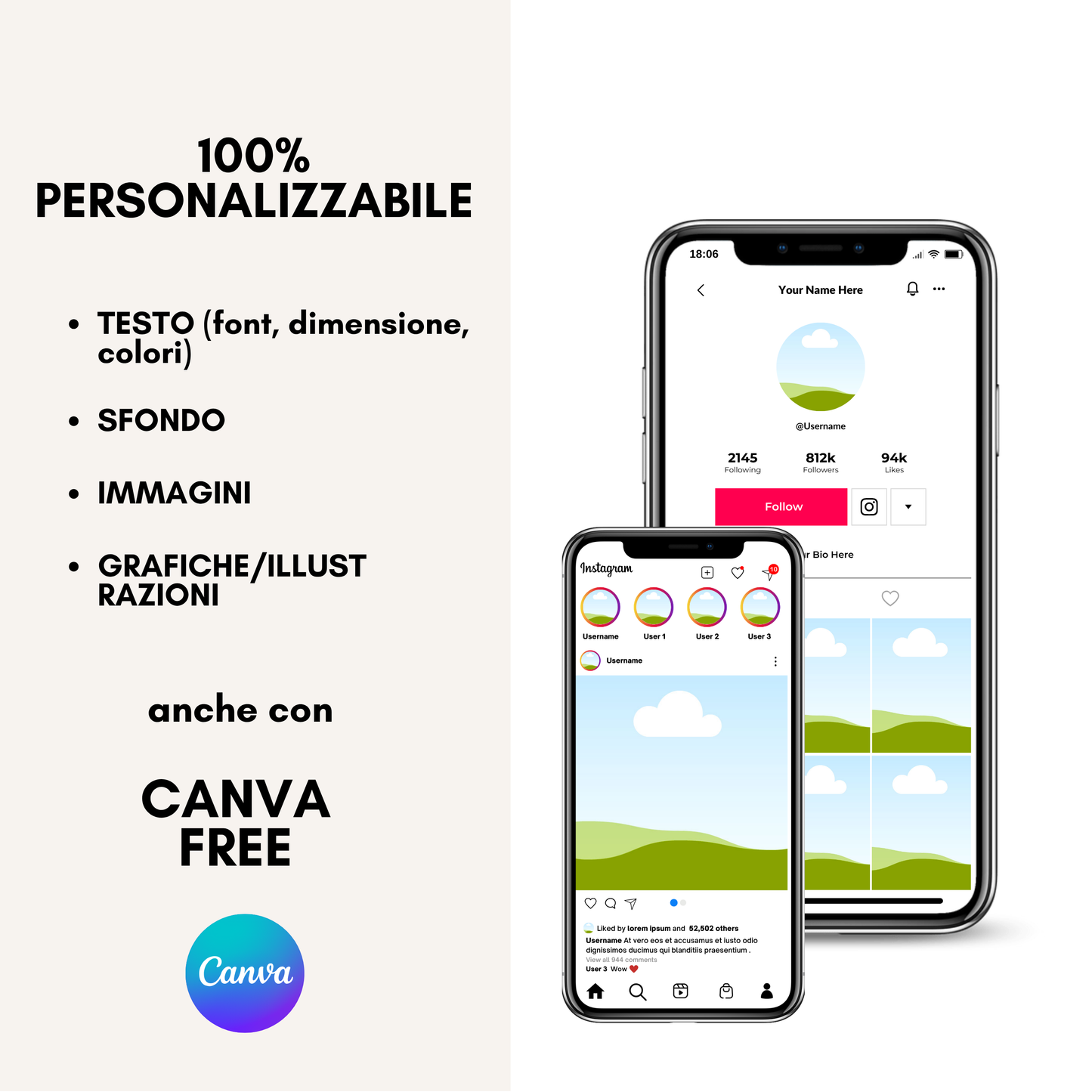 Ultimate Social Mockup Kit — 23 Template per Instagram, TikTok e Facebook
